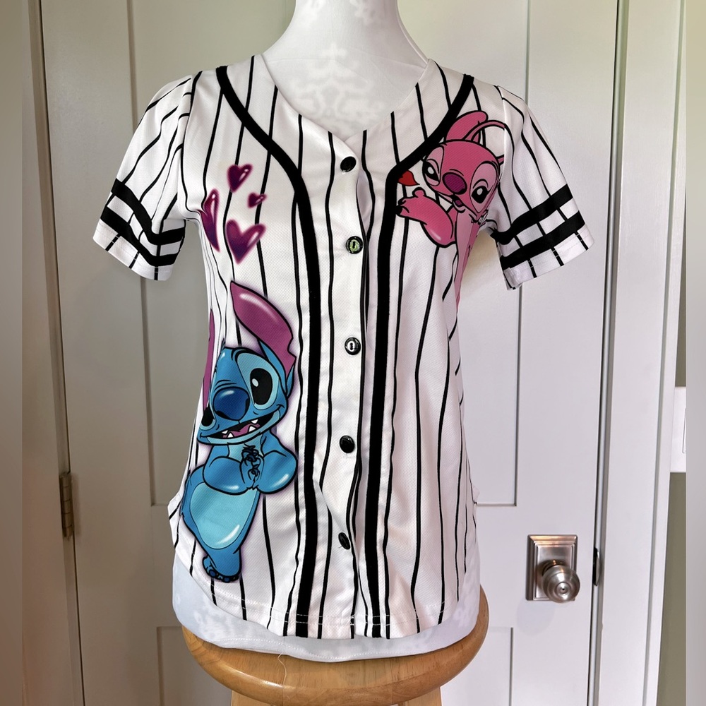 Disney Stitch. Like New Youth Jersey w Stitch & Angel. Size 14/16 youth